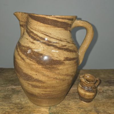 Sale Photo Thumbnail #250: Hilton Pottery, NC Swirl Pitcher Lot of 2
