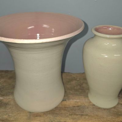 Sale Photo Thumbnail #262: Early Pisgah Forest Cream & Pink Glazed Vase Lot