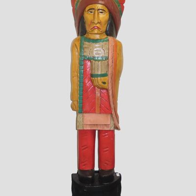 Sale Photo Thumbnail #598: 40" Tall Carved Wooden Cigar Store Indian Statue