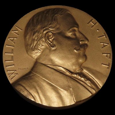 Sale Photo Thumbnail #470: 3" Vintage William H. Taft Indian Peace Medal