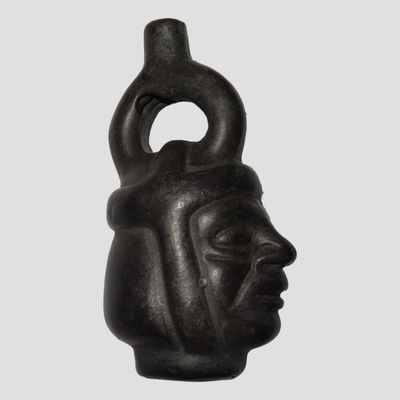 Sale Photo Thumbnail #221: 3" Miniature Pre-Columbian-Style Moche Portrait Vessel, Peru