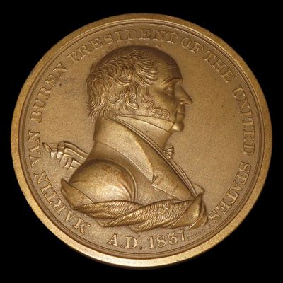 Sale Photo Thumbnail #485: 3" Vintage Martin Van Buren Indian Peace Medal