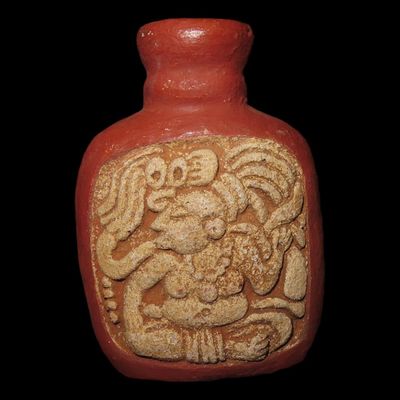 3 1/2" Pre-Columbian-Style Mayan Poison Bottle, Mexico