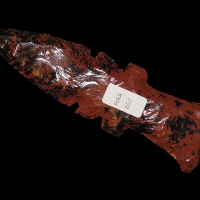 Sale Photo Thumbnail #650: 6 1/4" Pre-Columbian-Style Obsidian Eccentric Knife