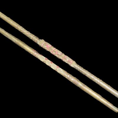 Sale Photo Thumbnail #493: Pair of Roman-Style Engraved Bronze Hairpins / Awls / Cloak Pins