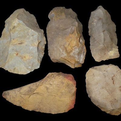 Sale Photo Thumbnail #217: Lot of 5 Flint Celts & Blades, St. Charles Co., Missouri, Found by Ron Knowles