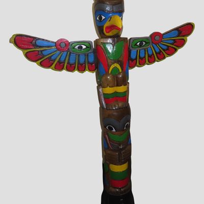 Sale Photo Thumbnail #548: 41" Tall Northwest Coast-Style Wooden Totem Pole