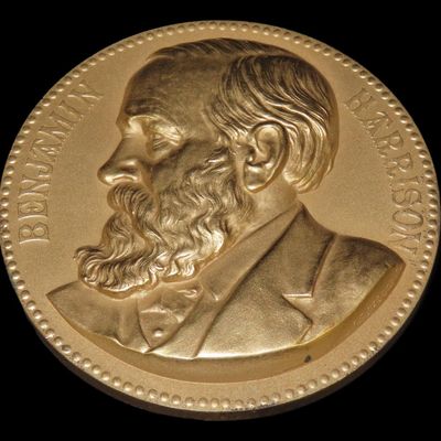 Sale Photo Thumbnail #460: 3" Vintage Benjamin Harrison Indian Peace Medal
