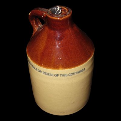 Sale Photo Thumbnail #679: Antique Mini Advertising Whiskey Jug / Crock, Platte Valley Missouri Straight Corn Whisky
