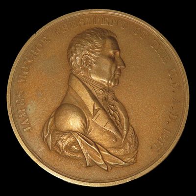 Sale Photo Thumbnail #425: 3" Vintage James K. Polk Indian Peace Medal