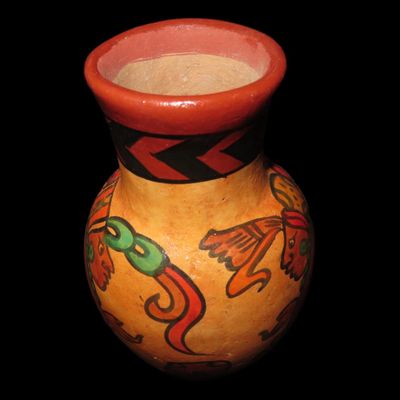 Sale Photo Thumbnail #645: Pre-Columbian-Style Mayan Human Effigy Pottery Bowl