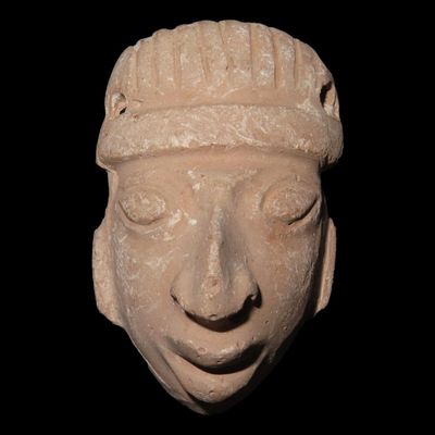 Sale Photo Thumbnail #201: 1 3/4" Pre-Columbian Human Mask Effigy Pendant, Motley COA, Mexico