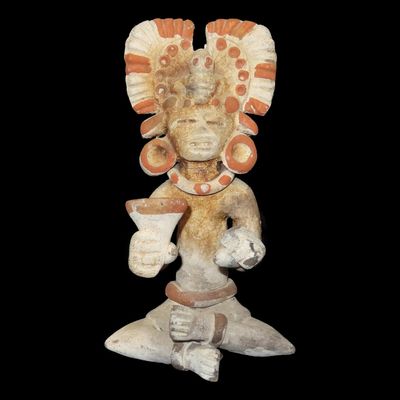 5 1/2" Pre-Columbian-Style Aztec Human Effigy Pottery Figure, Mexico