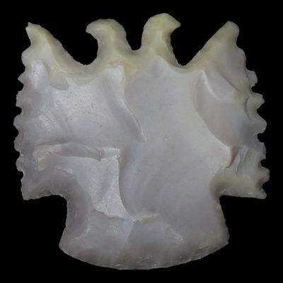 Sale Photo Thumbnail #293: Vintage Flint Two-Headed Thunderbird Bird Effigy, Reportedly Found in Missouri, Likely Contemporary