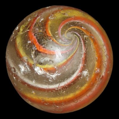 Sale Photo Thumbnail #501: 2" Huge Antique German Swirl Handmade Marble, Very Large Example