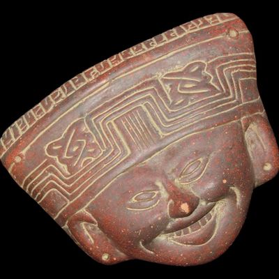Sale Photo Thumbnail #595: Pre-Columbian-Style Aztec Human Effigy Mask