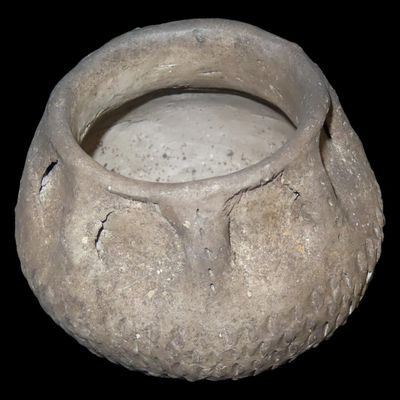Sale Photo Thumbnail #481: Miniature Strap-Handle Pottery Bowl, Southern Missouri
