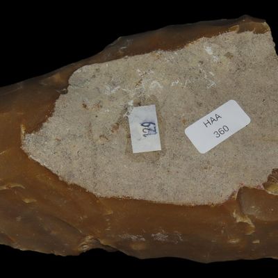 Sale Photo Thumbnail #358: 6 1/4" Acheulean Early Man Blade / Paleolithic Hand Axe, France, Reported 150,000-250,000 Years Old