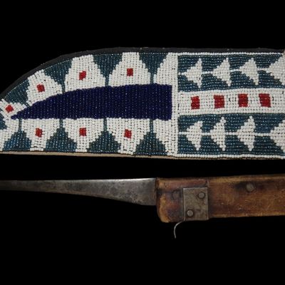 Sale Photo Thumbnail #222: Fur Trade Plains Native American Beaded Knife / Sheath