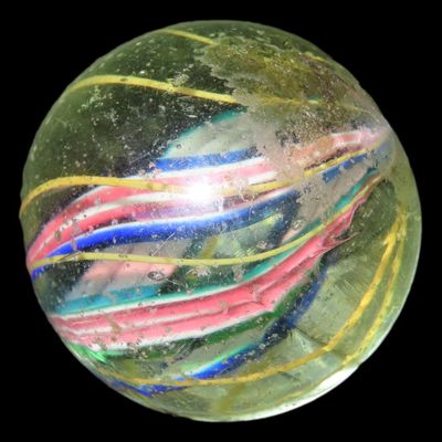 Sale Photo Thumbnail #506: 1 5/8" Huge Antique German Swirl Handmade Marble, Nice Large Example