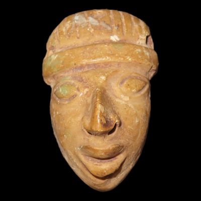 Sale Photo Thumbnail #147: 1 3/4" Pre-Columbian Human Mask Effigy Pendant, Motley COA, Mexico