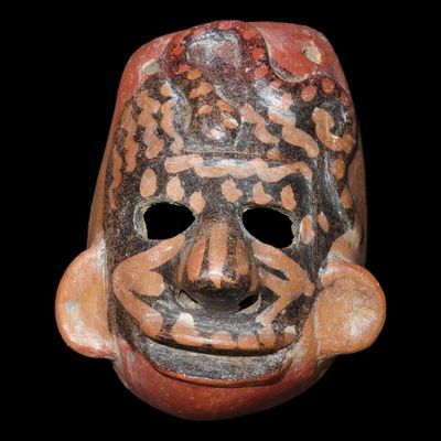 5 7/8" Pre-Columbian Human Effigy Mask, Motley COA, Mexico