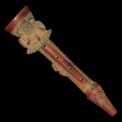 Sale Photo Thumbnail #675: Pre-Columbian-Style Aztec Human Effigy Flute / Whistle