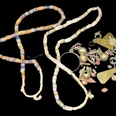 Sale Photo Thumbnail #513: Large Lot of African Beads, Jewelry, Bangles & Earrings, Brass, Sand-Cast Metal, Glass, etc.