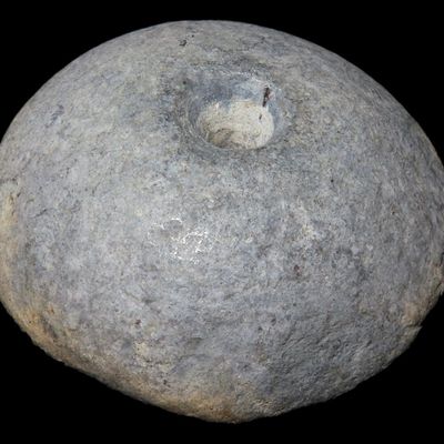 Sale Photo Thumbnail #206: 2 1/4" Large Spindle Whorl / Bow Drill Weight, St. Charles Co., Missouri, Found by Ronald Knowles