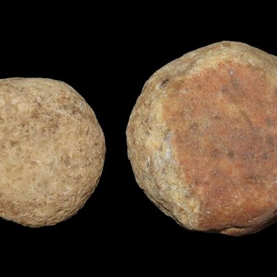 Sale Photo Thumbnail #338: Pair of Quartz Discoidal Preforms / Hammerstones, St. Charles Co., Missouri, Found by Ronald Knowles