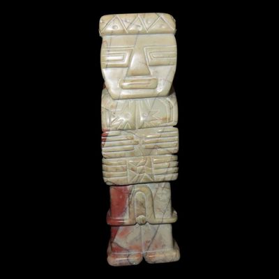 Sale Photo Thumbnail #207: 5 3/16" Colorful Pre-Columbian Mayan Human Effigy Stone Statue, Guatemala