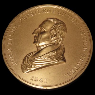 Sale Photo Thumbnail #525: 3" Vintage John Tyler Indian Peace Medal