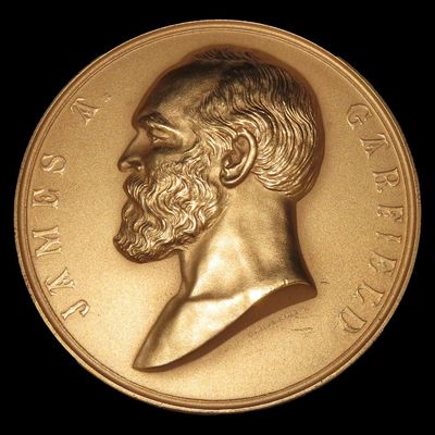 Sale Photo Thumbnail #495: 3" Vintage James A. Garfield Indian Peace Medal