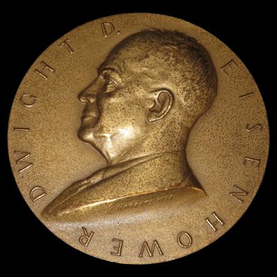 Sale Photo Thumbnail #394: Vintage 3" Dwight D. Eisenhower Indian Peace Medal