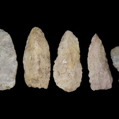 Sale Photo Thumbnail #238: Lot of 5 Flint Celts & Blades, St. Charles Co., Missouri, Found by Ron Knowles
