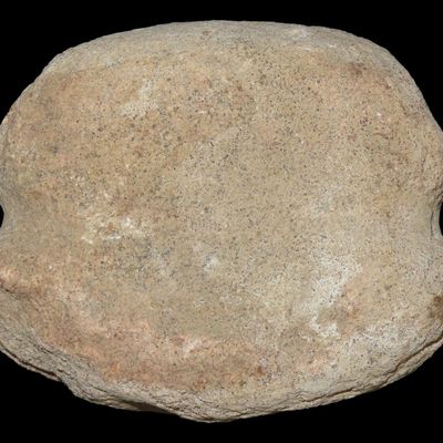 Sale Photo Thumbnail #384: Pitted and Grooved War Club / Nutting Stone, St. Charles Co., Missouri, Found by Ronald Knowles