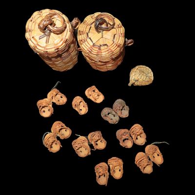Sale Photo Thumbnail #624: Vintage Lot of Native American Baskets, Sandals, etc.