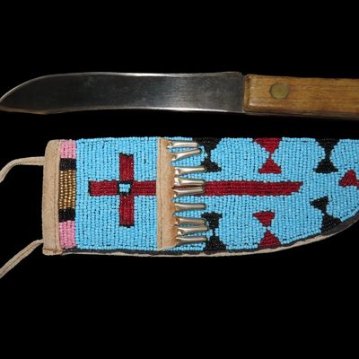 Sale Photo Thumbnail #219: Fur Trade Plains Native American Beaded Knife / Sheath