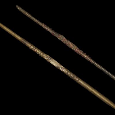 Sale Photo Thumbnail #523: Pair of Roman-Style Engraved Bronze Hairpins / Awls / Cloak Pins