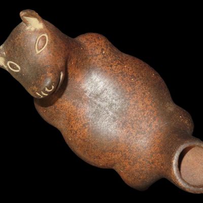 Sale Photo Thumbnail #625: Pre-Columbian-Style Colima Miniature Dog Effigy Pottery Vessel