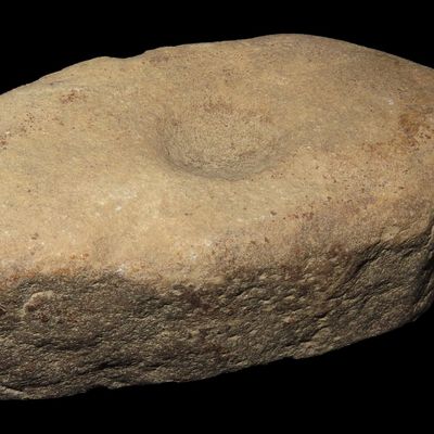 Sale Photo Thumbnail #325: Pitted Nutting Stone / Stone Bowl, St. Charles Co., Missouri, Found by Ronald Knowles