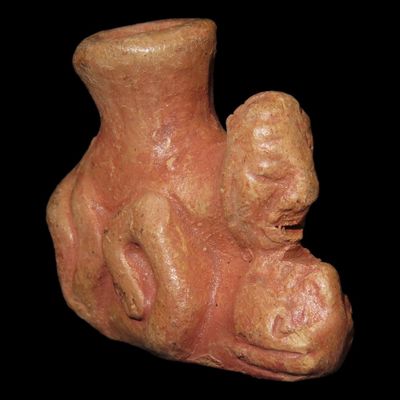 Sale Photo Thumbnail #263: 1 1/4" Miniature Pre-Columbian-Style Moche Erotic Human Effigy, Peru