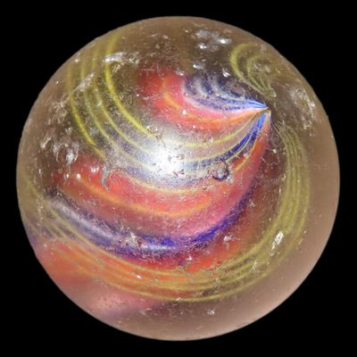 Sale Photo Thumbnail #529: 1 7/8" Huge Antique German Swirl Handmade Marble, Nice Large Example