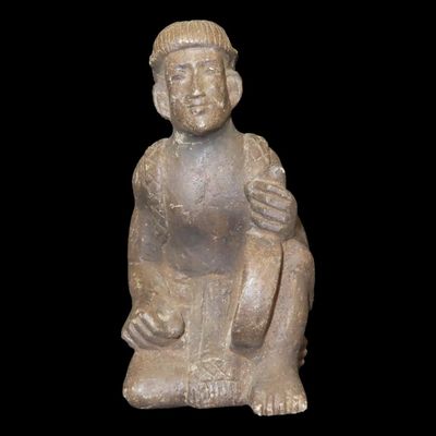 5 1/2" Pre-Columbian Stone Human Effigy Statue, Mexico, Highly Detailed Example