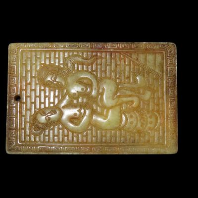 Sale Photo Thumbnail #376: Antique Chinese Hongshan Jade Erotic Effigy Pendant