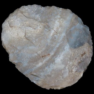 Sale Photo Thumbnail #130: 2 1/2" Hopewell Sun Disc Round Flint Scraper / Knife, Calhoun Co., Illinois