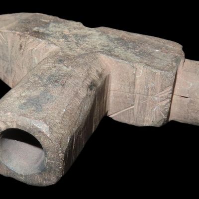Sale Photo Thumbnail #249: 3 3/4" Historic Stone T-Pipe, St. Louis Area, Found by Ron Knowles