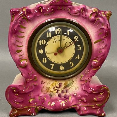 Sale Photo Thumbnail #442: Sessions May Pink Ceramic Electric Mantel Clock