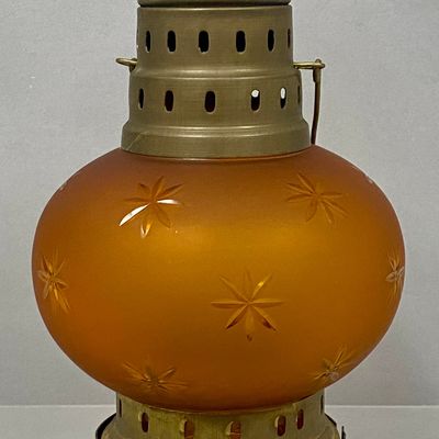 Sale Photo Thumbnail #197: Indian Brass and Amber Star Lantern