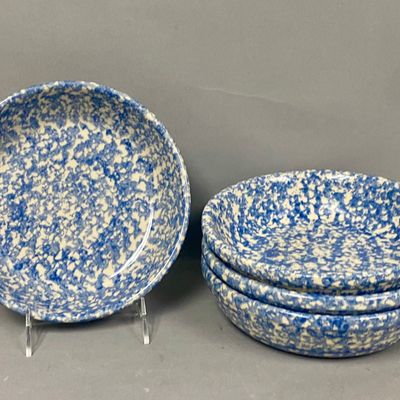 Sale Photo Thumbnail #369: Roseville Spongeware Blue Mottled Bowls